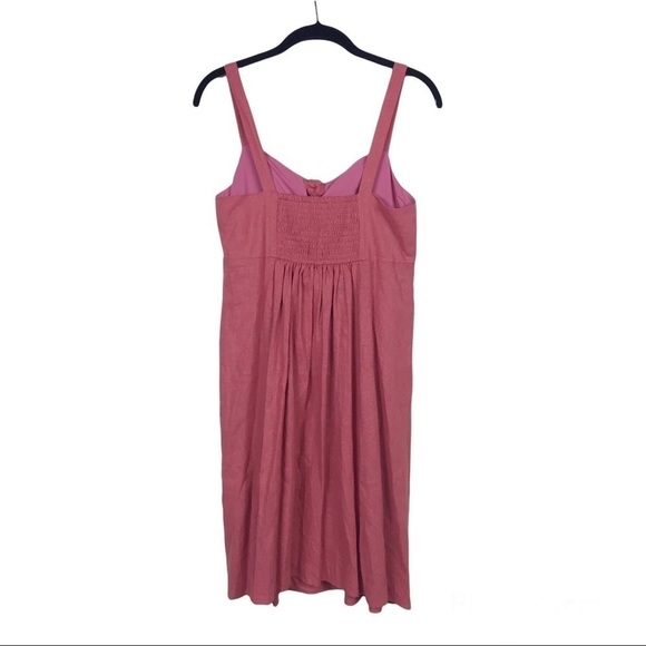 Loft Outlet Lounge Sleeveless Tie Front Smocked Slub Spaghetti Strap Dress XS - Picture 4 of 6